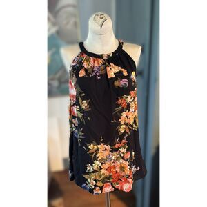 Katherine Barclay Floral Top Sleeveless Blouse Size M Garden Romantic Cottage